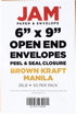 JAM PAPER 6 x 9 Open End Catalog Envelopes with Peel and Seal Closure - Brown Kraft Manila - 50/Pack...