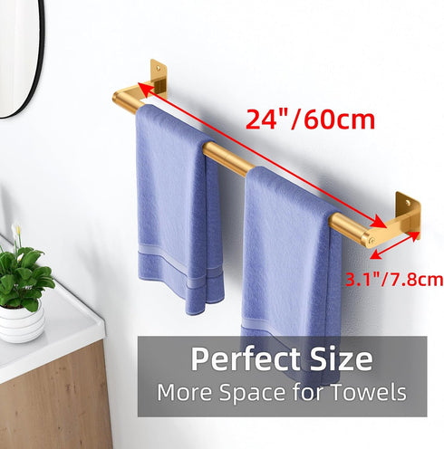 Bathroom Towel Bar, 24 Inch Towel Racks for Bathroom Wall Mounted, Heavy Duty Bath Hand Towel Holder Organizer, Modern Home Decor Towel Rod Bathro...