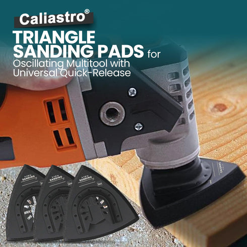 Triangle Sanding Pads for Oscillating Multitool with Universal Quick-Release - 3 Pack of 3-1/8 Inch Sander Pads for Hook & Loop Sandpaper- Caliast...