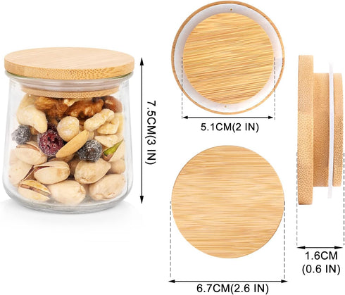 Oui Yogurt Jar Lids, Oui Yogurt Bamboo Jar Lids Set, Wooden Lids for Oui Yogurt Jars, Oui Yogurt Jars Lids with Silicone Sealing Rings, Cookie Gla...
