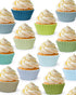 qiqee 24-Packs Reusable Silicone Cupcake Liners 12 Solid Morandi Green Blue Colors Cupcake Baking Cups Silicone Muffin Liners (12 Colors)...