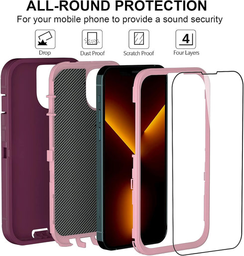 Case for iPhone 13 Pro Max Case 6.7" with 2 Screen Protector, Full Body Heavy Duty Military Grade Cover, Shockproof/Drop Proof Protection Phone Ca...