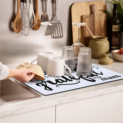 Dish Drying Mat Coffee Mat Super Absorbent Drying Mat Large Dish Drying Mats for Kitchen Counter Easy clean Kitchen Drying Mat 12" x 20" Dish Mat ...