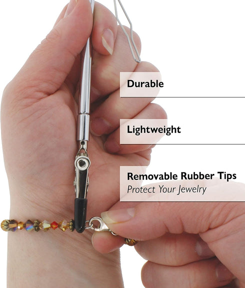 The Beadsmith EZ-Hook 3-in-1 Fastening Tool – Bracelet Fastener, Zipper Pull & Button Looper, Jewelry Aid for One-Handed Use, Ideal for Necklaces,...