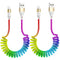 Coiled Colourful Nylon Braided Cord Lightning Cable,2Pack Rainbow Spring Retractable Lightning Cable, USB Fast Charging Cord for Car,Compatible wi...