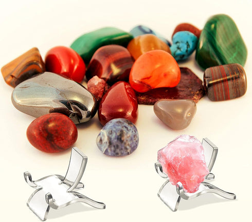 Jetec 20 Pieces Acrylic Display Holder Rock Stand Clear Display Easel Stands Pedestal Small Collectibles Display Stands for Displaying Crystal Geo...