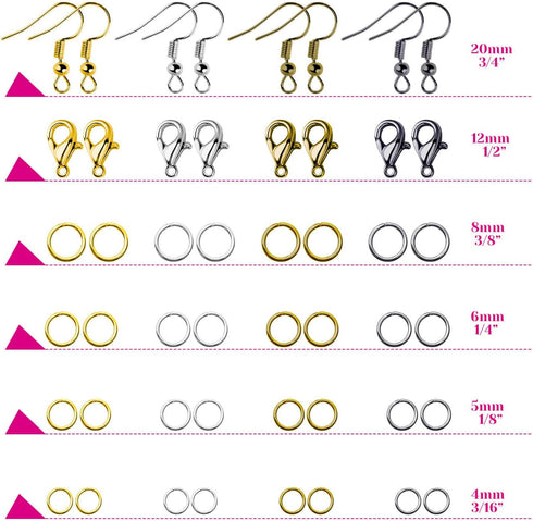 Paxcoo 3200Pcs Jewelry Necklace Repair Kit with Jump Rings, Clasps and Earring Hooks for Jewelry Making Supplies, Earring Making Findings and Neck...