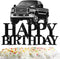 Pickup Truck Cake Topper Happy Birthday Theme Black Glitter Decor Picks for Kids Adult Birthday Party Decorations Supplies...