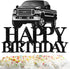 Pickup Truck Cake Topper Happy Birthday Theme Black Glitter Decor Picks for Kids Adult Birthday Party Decorations Supplies...
