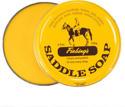 Fiebing's Yellow Saddle Soap for Leather (3.5 oz Tin) - Cleaner & Conditioner to Soften, Protect & Restore Leathercraft, Car Seat, Couch, Shoe, Pu...