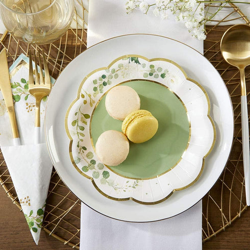 Kate Aspen Sage Green Party Decorations, Eucalyptus Floral Print 7 in. Decorative Premium Paper Plates (350 GSM weight -Set of 16) - Perfect for G...