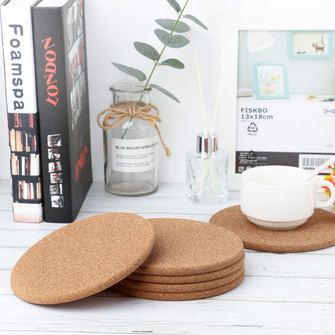 Boao 6 Pcs 6 Inch Round Absorbent Cork Coasters Wooden Cork Plant Coasters for Home, Drinks Coffee Table Dining Wooden Table Desk...