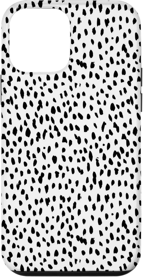 iPhone 12 mini Dalmatian Animal Print Black And White Black White Case...