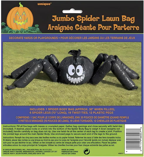 Spooktacular Spider Lawn Bag Decor (Pack of 32) - 30" x 70" - Giant Black & White Bag - Perfect Halloween Display...