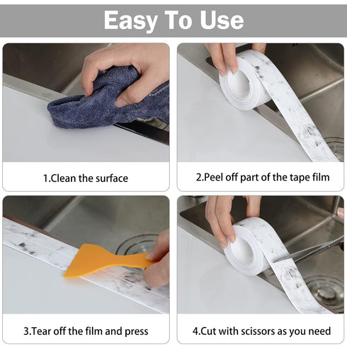 2 Packs Caulk Tape Waterproof Self Adhesive, Bathtub Caulk Strip Sealant Tape Sealing Strip for Kitchen Countertop, Sink, Bathroom, Toilet, Floor ...
