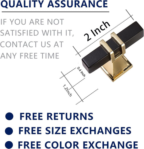 Cabinet Pulls Matte Black and Gold Cabinet Handles, 10 Pack Square Black and Gold T Bar Cabinet Handles Drawer Cabinet Knobs Cupboard Hardware, St...