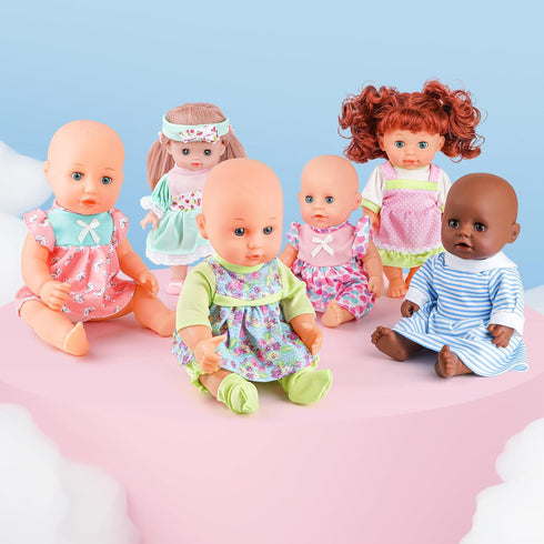 deAO Baby Doll Clothes for 12 Inch Dolls,6 Sets Doll Clothes and Accessories,6 hangers,Dress Up Fun,Doll Outfits Accessories Underwear for Doll Gi...