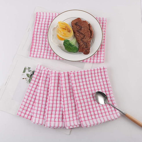 uxcell Cotton Terry Small Kitchen Dish Cloth, Absorbent and Quick Drying Cleaning Dish Rags, 15 x 10.5 Inches, Pack of 6, Pink...