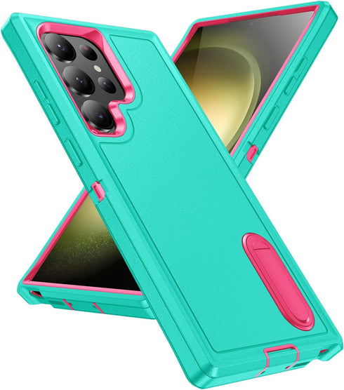 for Galaxy S24 Ultra Case S24 Ultra Case with Kickstand Case 3-Layer Military Grade Protective Case Cover Silicone Shockproof for Samsung Galaxy S...