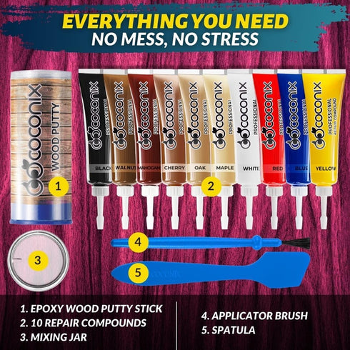 Coconix Floor & Furniture Repair Kit | Fix Scratches, Scuffs, and Dents on Hardwood Floors, Furniture, and Laminate Surfaces | Easy Application wi...