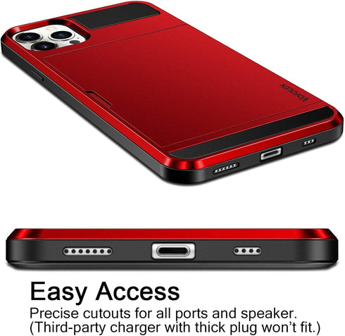 Vofolen Compatible with iPhone 12 Pro Case Wallet 5G Cover Credit Card Holder ID Slot Sliding Back Pocket Anti-Scratch Dual Layer Protective Compa...