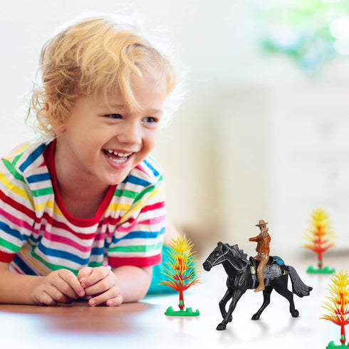 Farm Animals Toys for Kids 3-5, 4Pcs Farm World Western Riding Horse Toys, Plastic Action Figure for Home Office Table Decor, for Kids...