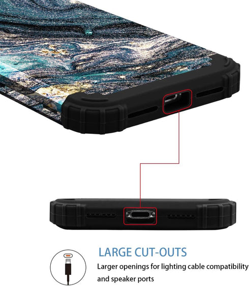 for iPhone 11 Case,Marble Pattern 3 in 1 Men Boys Hard PC Soft Silicone Rugged Bumper Slim Fit Case Anti-Slip Thin Heavy Duty Shockproof Protectiv...