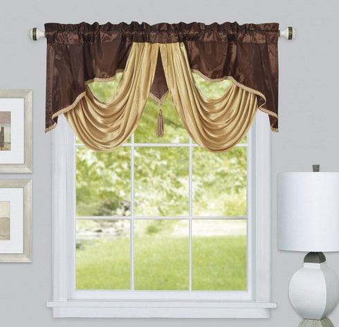 GOHD Golden Ocean Home Decor Valarie Fancy Window Valance. 54 x 18 inches. Taffeta Fabric with Soft Satin Swag. Add Some Royal luxruy Accent to Yo...