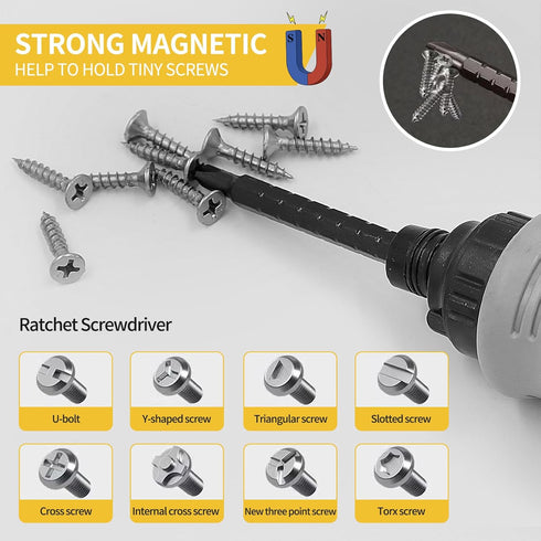 YuuKai 26-in-1 Multi-Function Screwdriver, Length Adjustable Screwdriver with Storage Case, Mini Ratchet Screwdriver, Magnetic Bit Ratchet Screwdr...