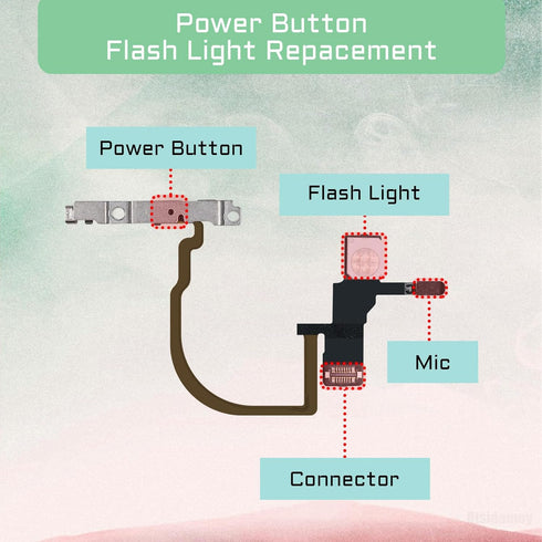 Power Button Flash Light Flex Cable Replacement for iPhone Xs Mic On/Off Control Flashlight Switch for iPhone Xs Max with Pre-Installed Assembly M...