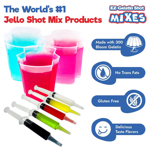 Razzle Dazzle Jello Shot Mix 6.78 oz - Premium Gluten-Free Jello Mix for Tasty Jello Shots - Easy to Make EZ Gelatin Powder Mix for Jello Shots - ...