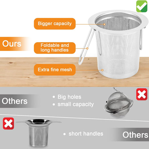 Tea Infuser, Evmliy Stainless Steel Tea Strainer Sitting in Mugs, Tea Infusers for Loose Tea, Tea Diffuser Long-Handled Tea Strainers Tea Filters,...