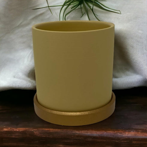 Ceramic Planter Pot with Drainage Hole and Saucer - Succulent Planters with Tray - Single - Perfect Fo Small Plants or Succulents - 4inx3.5in...
