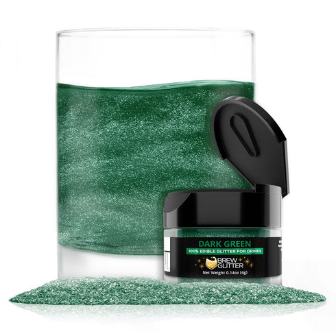 Brew Glitter Dark Green Edible Drink Glitter 1x 4g Jar for Cocktails, Beer, & Beverages...