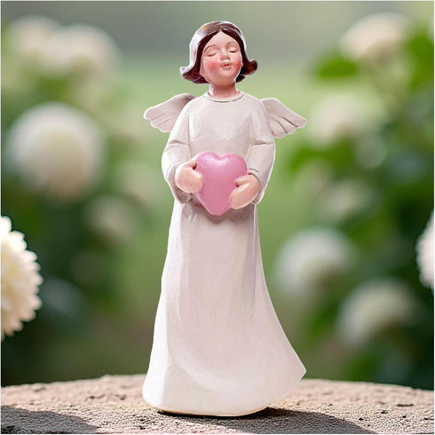 Angel Figurine Holding Heart – Sympathy Angel Statue for Women, Memorial Gift, Guardian Angel Decor, Resin Small Angel Figurines 5.12 Inch...