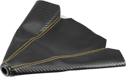X AUTOHAUX Faux Leather Gear Shifter Knob Cover Car Dust Boot 1.4cm/0.55inch Carbon Fiber Pattern Black Yellow...