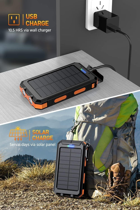 Power Bank,Solar Charger,36800mAh 5V3.1A QC 3.0 Dual 2 USB Port Built-in Powerful Flashlight IPX7 Waterproof Dustproof Shockproof(Deep Orange)......