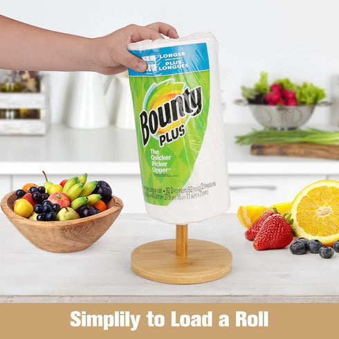 Wood Paper Towel Holder, Paper Towel Holder Bamboo Kitchen Bathroom, Towel Roll Stand Organizer Roll Holder for Countertop Table (A074)...
