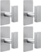 (4-Pack) Adhesive Towel Hooks Square Stainless Steel Adhesive Wall Hooks for Bathroom Kitchen Hanging Hats, Coats, Clothes (Brushed Nickel)...