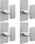(4-Pack) Adhesive Towel Hooks Square Stainless Steel Adhesive Wall Hooks for Bathroom Kitchen Hanging Hats, Coats, Clothes (Brushed Nickel)...