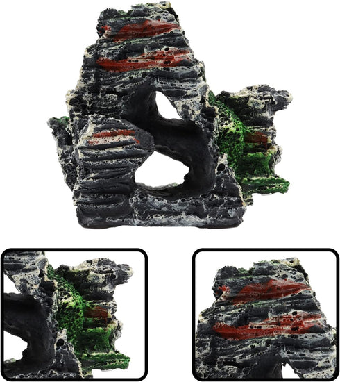 Aquarium Decorations Plants with Rockery View, Aquarium Decor Green Plants and Rock Cave Hideout Ornaments, Fish Tank Accessories, Fish Tank Plant...
