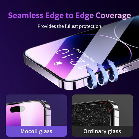 MOCOLL for iPhone 14 Screen Protector ?Military Grade Tempered Glass? Drop Protection, Full Coverage, Scratch Resistant, Screen Protector 14, 2 Pa...