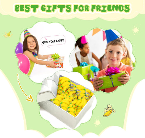 Jexine 40 Pack Banana Keychains Stretchy Toys Banana Fidget Toys Banana Stress Toy for Birthday Party Favors School Supplies...