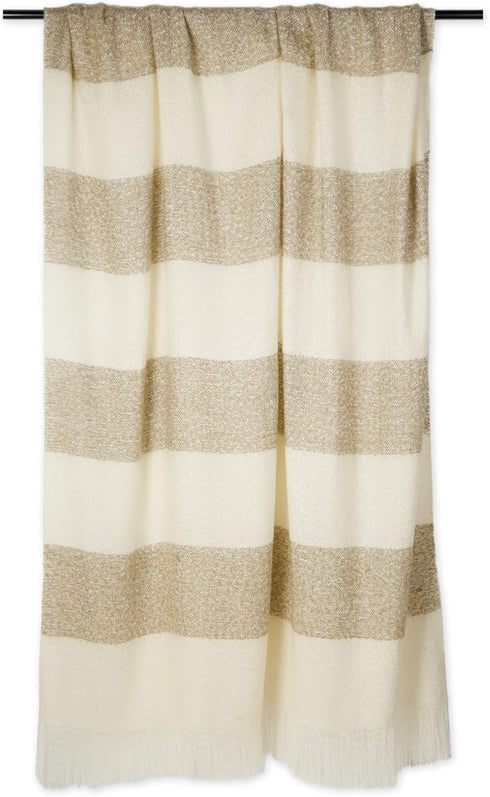 DII Coastal Acrylic Rugby Stripe Woven Throw, 50x60, Brown...
