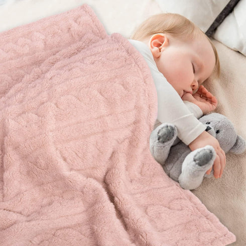 HOMRITAR Baby Blanket for Girls Toddlers 3D Fleece Fluffy Fuzzy Blanket for Baby, Soft Warm Cozy Fleece Blanket, Infant or Newborn Receiving Blank...