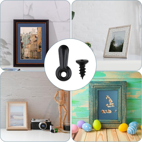Pcs Frame Picture Turn Button Fasteners Set, Picture Frame Hardware Backing Clips Black Hardware Backing Clips wif Screws for Hanging Drawing Pict...