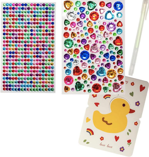 561Pcs Gem Stickers Rhinestone for Crafts,Self Adhesive Jewels Stickers,Jewels for Arts & Crafts for Kids, Heart,Circle,2 Sheet 3Shape,Glue Pen an...