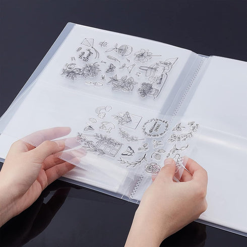 GLOBLELAND Clear Stamps Storage Embossing Folder Storage Photo Storage Album Seal Bags Storage Keeper Cards Folder Storage Bag for DIY Scrapbookin...