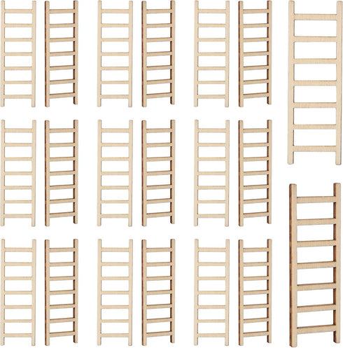 20 Pcs Mini Garden Ladder 2.36''x 0.78'' Miniature Ladder Model Mini Ladder Tiny Ladder Model Wooden Mini Doll House Ladder Accessories for Landsc...