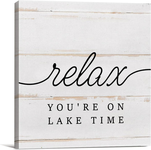 Country Lake Canvas Prints Wall Art Decor Desk Sign Lake House Relax Quote Poster Painting Framed Artwork 8 x 8 Inch Summer Rustic Home Shelf Wall...